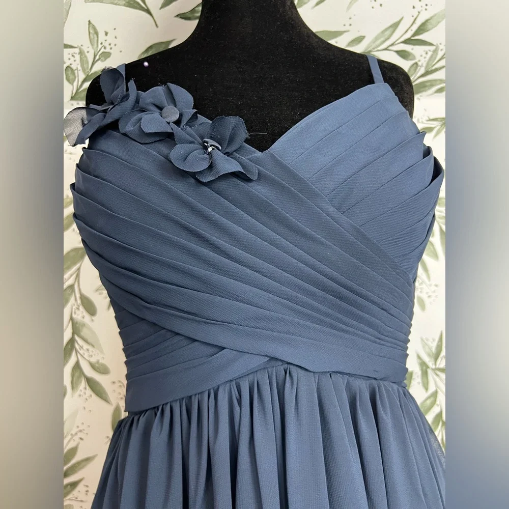 Elegant Navy Blue Evening Gown Bridesmaid Wedding Gala Sz S 6 Maxi NWT #C Plated - Picture 5 of 15